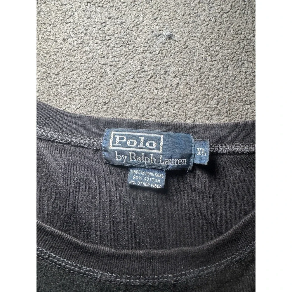 Vintage‎ Polo Ralph Lauren Long Sleeve T Shirt Black Pony Logo XL Cotton